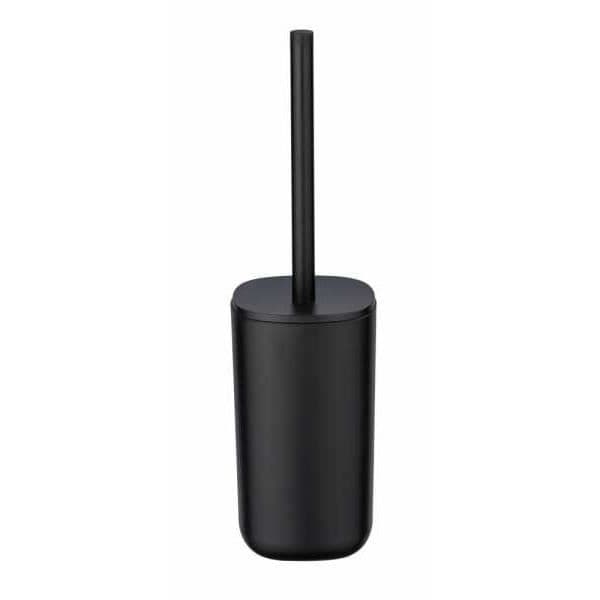 WENKO Davos toalettborste, stängd design, Svart toalettborste, BPA-fri plast, Ø 9,5x35 cm, Matt svart