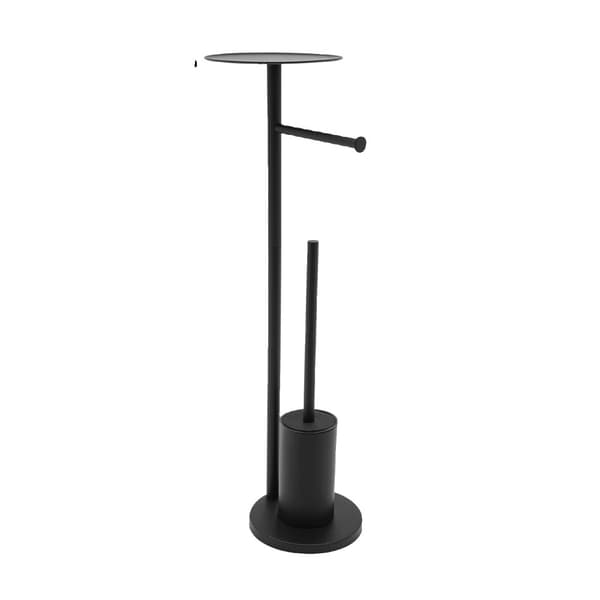 Fritstående Toiletrensebørsteholder, Holdbart Rustfrit Stål, Pladsbesparende Design,sort