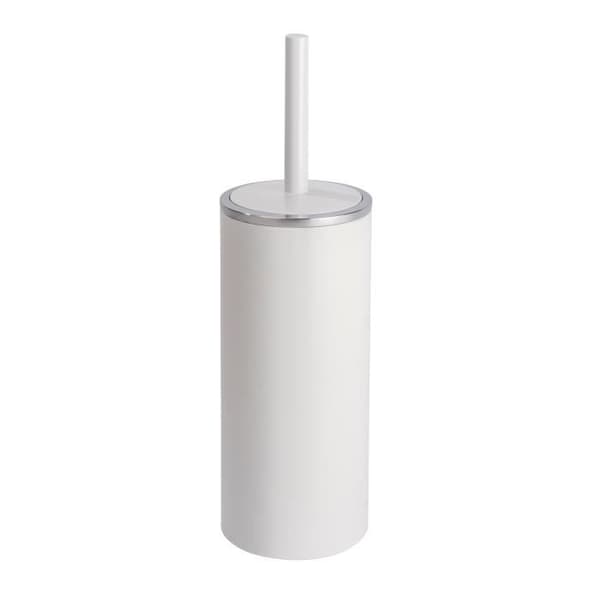 WENKO Inca toalettborste i silikon, stängd design, svart toalettborste, plast, Ø 10,5x34 cm, vit
