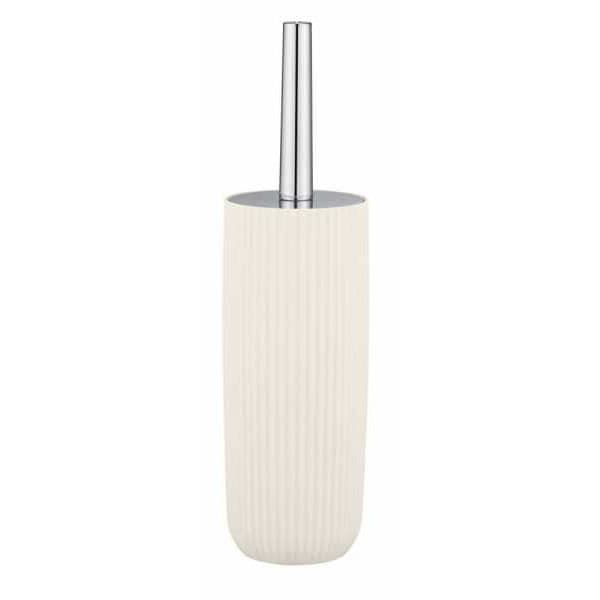 Toalettborstehållare Agropoli, svart toalettborste, stängd design, frostad plastyta BPA-fri, Ø 10x36,5 cm, krämvit