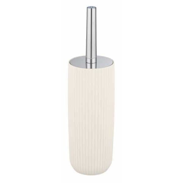 Toalettborstehållare Agropoli, svart toalettborste, stängd design, frostad plastyta BPA-fri, Ø 10x36,5 cm, krämvit