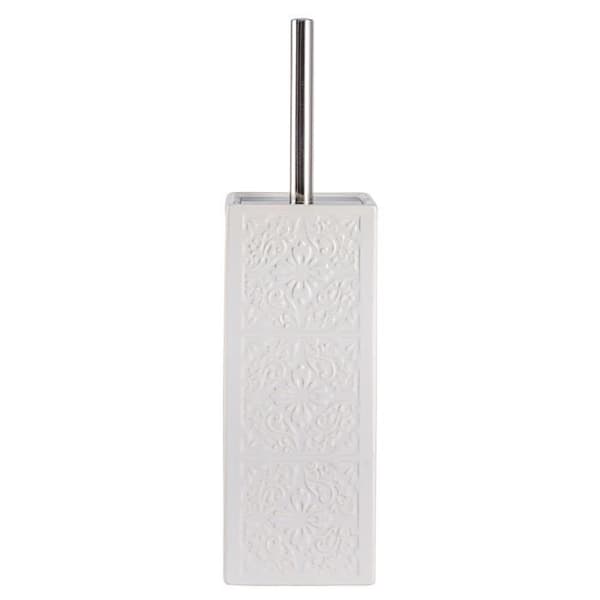 WENKO Cordoba keramisk toalettborste, silikon toalettborste, svart toalettborste, Keramik, 35x9,5x9,5cm, vit