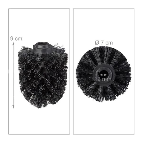 Relaxdays Reservhuvud för toalettborste, 5-pack, invändigt hål 12 mm, diameter 7 cm, svart