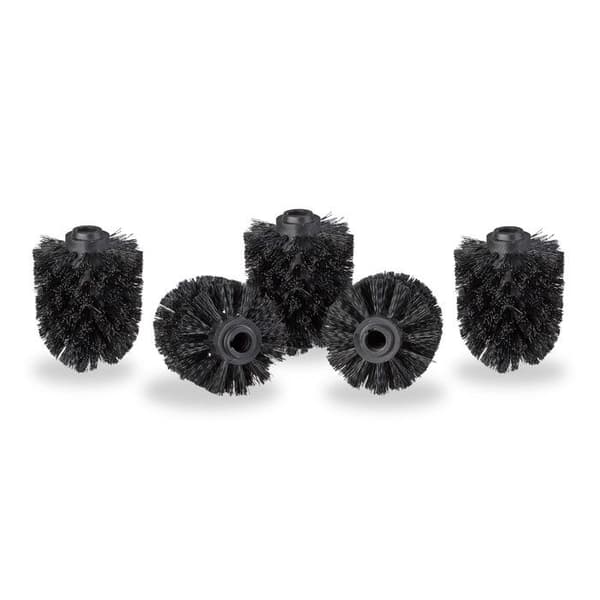 Relaxdays Reservhuvud för toalettborste, 5-pack, invändigt hål 12 mm, diameter 7 cm, svart