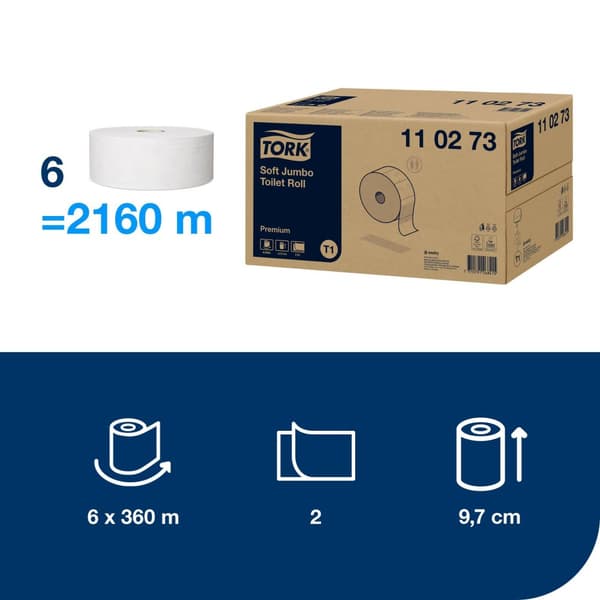 Toalettpapper TORK Pre T1 2-lag 360m 6st