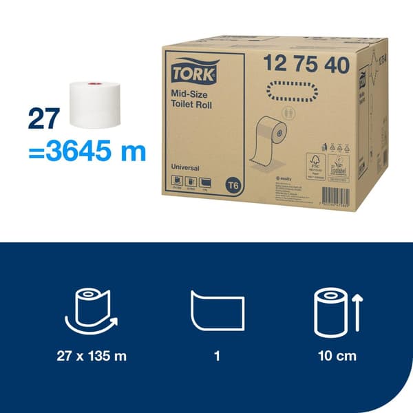 Toalettpapper TORK Uni T6 1-lag 27/fp