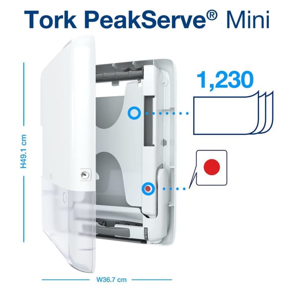 Dispenser TORK H5 PeakServe Mini vit