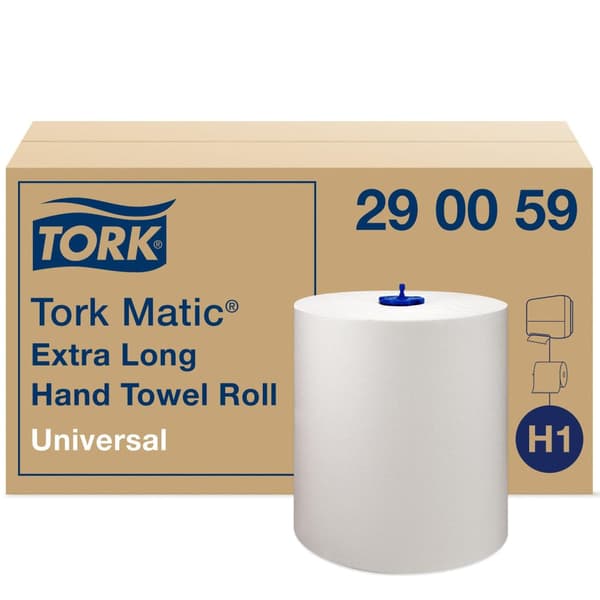 Handduk TORK Uni H1 1-lag vit 280m 6st