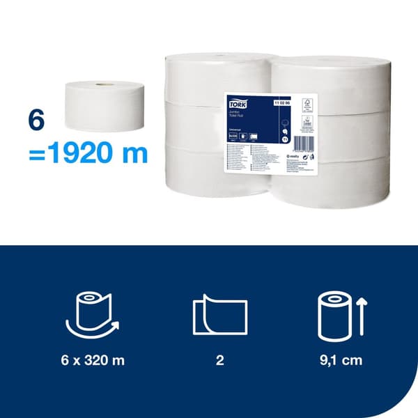 Toalettpapper TORK Uni T1 2-lag 6/fp