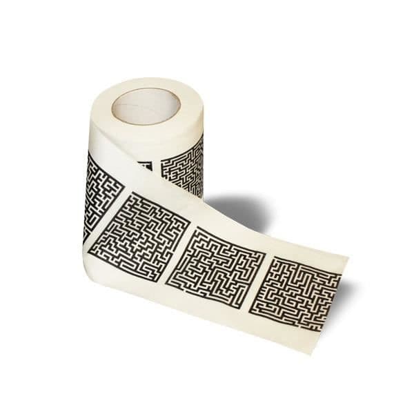 Toalettpapper i form av en labyrint, heminredningsobjekt med ovanlig design