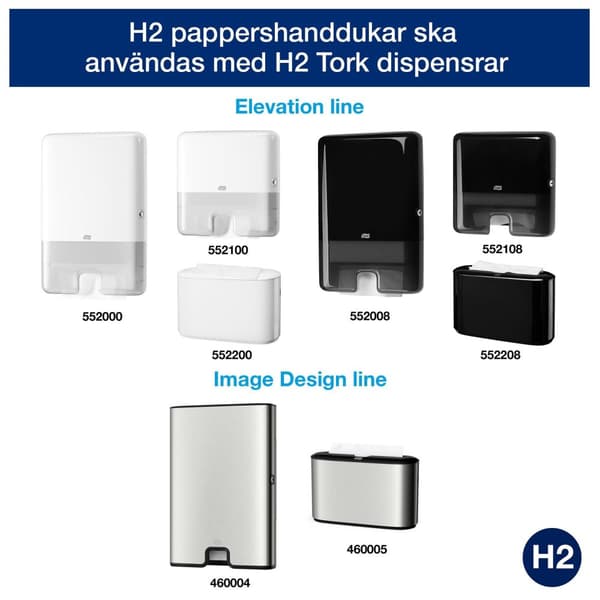 Handduk TORK Uni H2 2-lag vit 3800/fp
