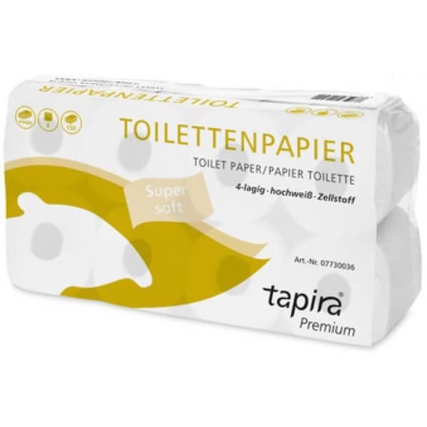 Tapira Toalettpapper, 4 Ply, Giant Pack, Extra White Black