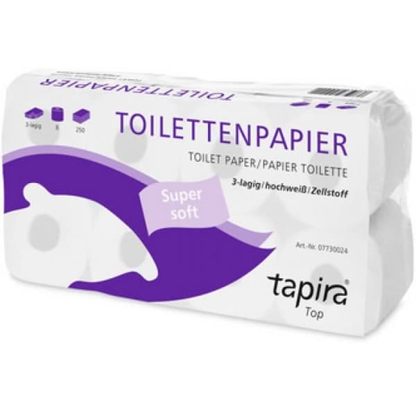 Tapira Toalettpapper, 4 Ply, Giant Pack, Extra White Black