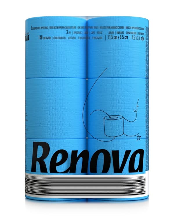 Renova Duftblåt Toiletpapir 16,1m 3-lags 140 ark 6 ruller
