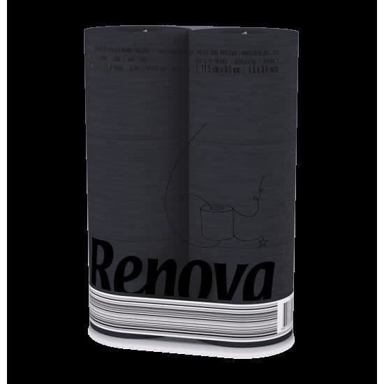 Renova Black förpackning med 6 toalettpappersrullar
