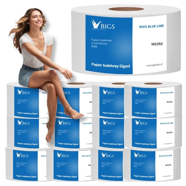 BIGS BLUE toiletpapir, 65% hvidhed, 12 stk.