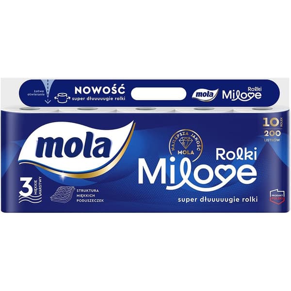 Mola Milove toalettpapper 3-lagers, 10 st.