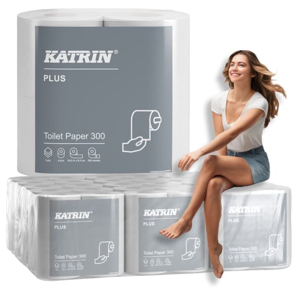 Katrin toalettpapper, 300 ark, 3w, 60 st.
