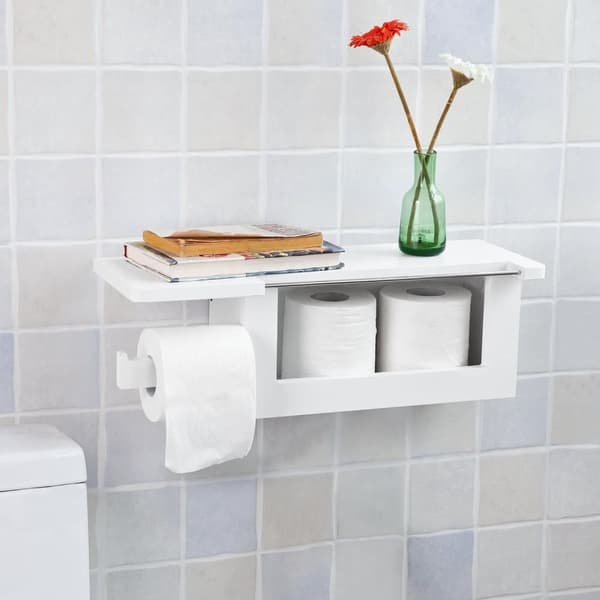SoBuy Kylpyhuone seinähylly Wc-harja ja pidike FRG175-W