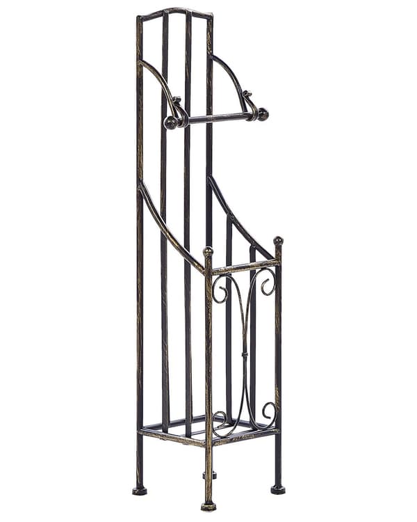 Toiletrulleholder Sort Distressed Jern 68 cm med Opbevaring Badeværelsestilbehør til Gulv Fritstående Stativ Vintage Retro Design