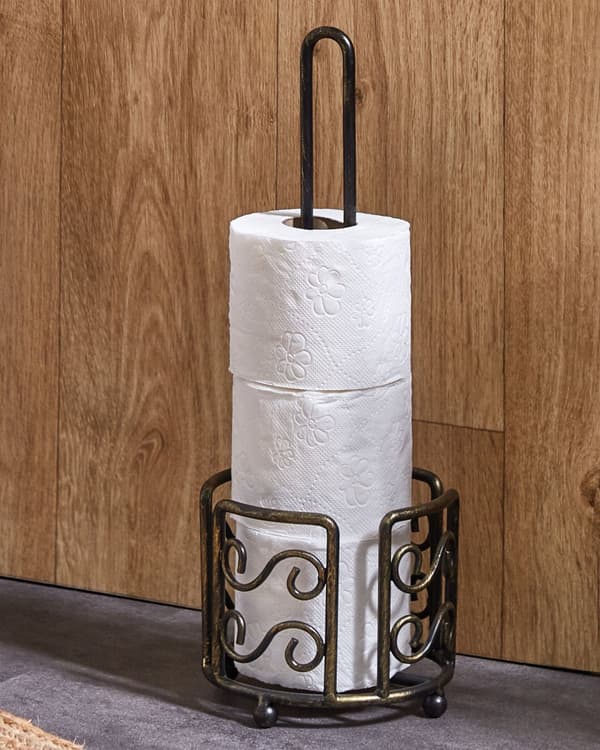 Toiletpapirholder Sort Distressed Metal 41 cm Badeværelsestilbehør Vintage Retro Design