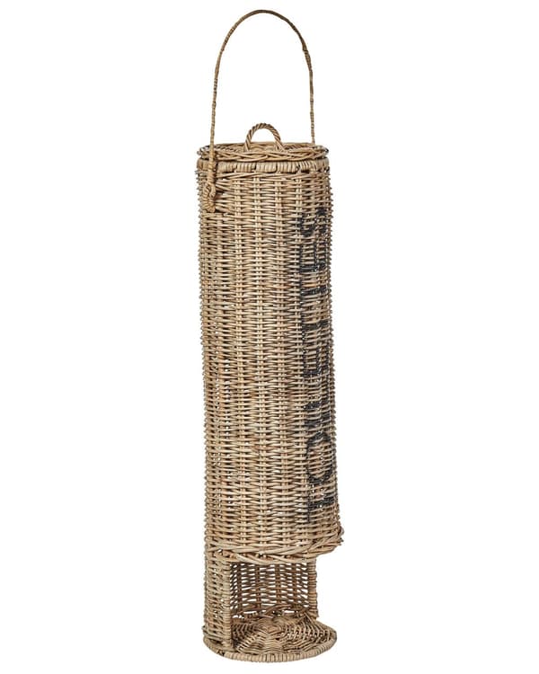 Toalettpappershållare Naturrotting 65 cm med handtag Metallram Badrumstillbehör Boho Design