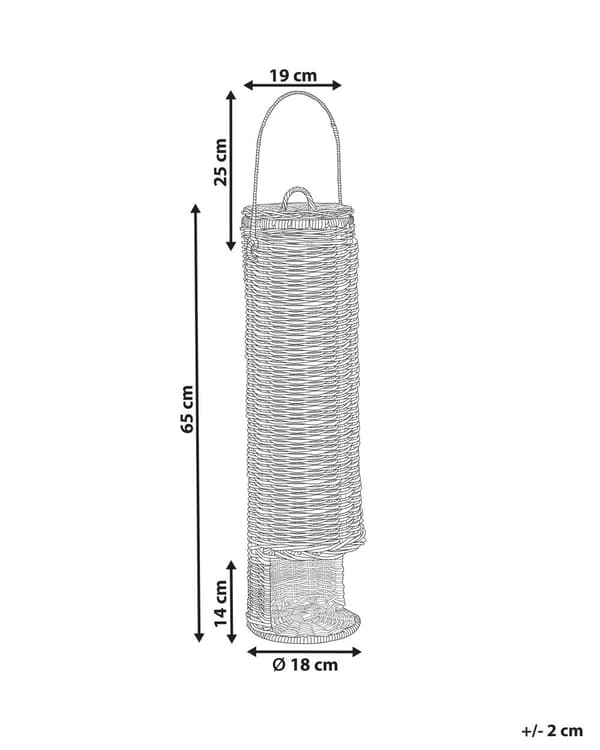 Toiletpapirholder til Gulv Rattan 65 cm Toiletrulleholder på Fod Fritstående Papirholder til Ekstra Ruller Badeværelse