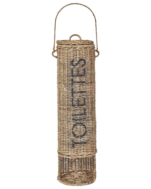 Toiletpapirholder til Gulv Rattan 65 cm Toiletrulleholder på Fod Fritstående Papirholder til Ekstra Ruller Badeværelse
