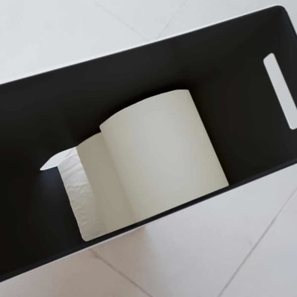 Toalettpappersdispenser - YAMAZAKI - Stål - Svart - L 23 x D 12,5 x H 48 cm - Praktiskt och estetiskt