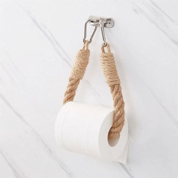 Toalettpappershållare - Ej specificerat - 60 cm - Naturligt rep - Rostfritt stål - Väggmonterad