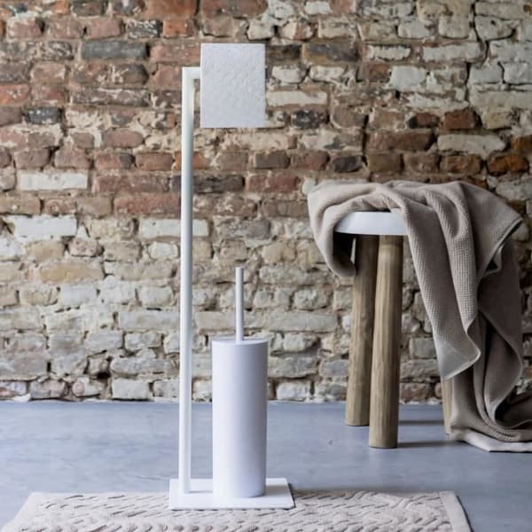 Sealskin Tube Toilet Caddy - Toalettrullehållare - Toalettborste med hållare - Fristående Vit