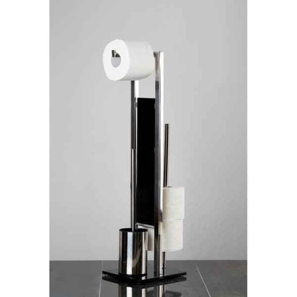 Toalettställ Rivalta - WENKO - Rostfritt stål - säkerhetsglas - 18x70x23 cm - svart