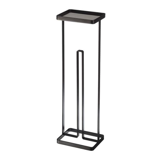 GERSON Pappersrullehållare med fack - 16x12x54 cm - Svart metall