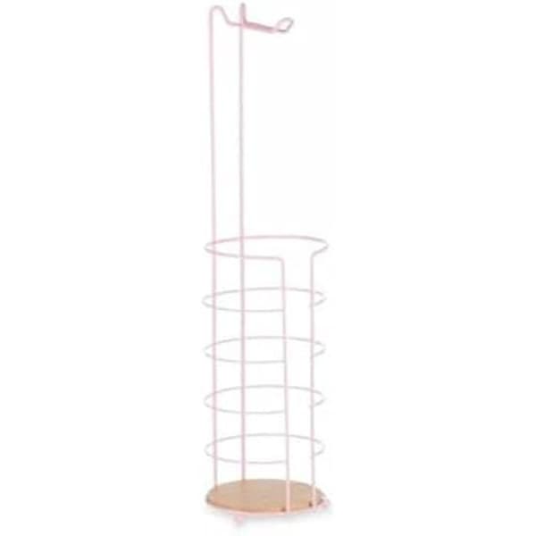 Toalettrullehållare - BERILO - Rosa - Metall och bambu - 16,5 x 63,5 x 16,5 cm - 4 enheter