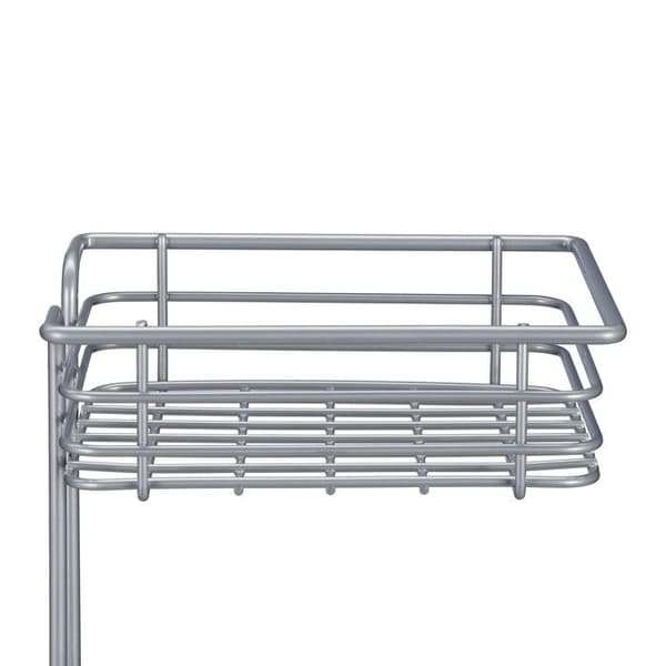 Relaxdays toalettpapperställ, vertikal, med stöd, 3 rullar, modern, metall, HLP 57,5x18,5x17,5 cm, silverfärgad
