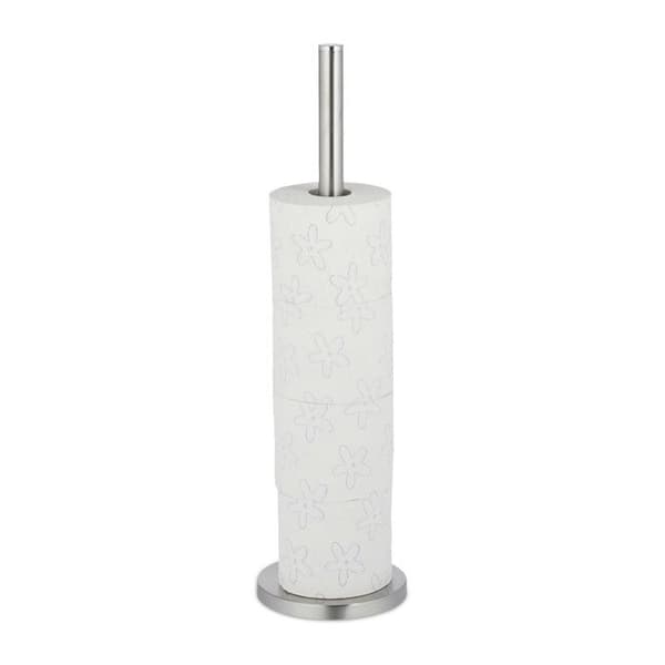 Relaxdays Toalettpapperhållare för 5 rullar, HxD: 55 x 15 cm, silver