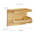 Miniatyrbild 4 av 6: Relaxdays Toalettpapirholder med oppbevaringsplass for mobil &amp; våtservietter, bambus, HLP 12x16x10,3 cm, natur