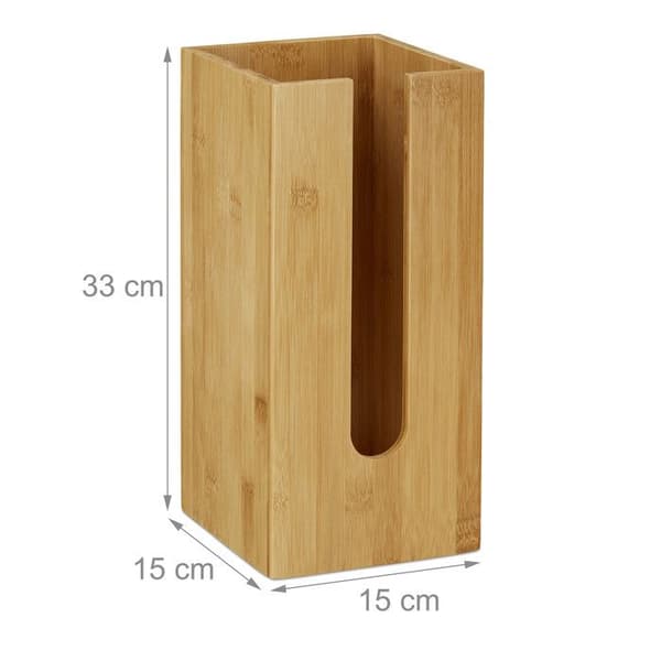 Relaxdays Frittstående toalettpapirholder, for 3 ruller, Oppbevaring av toalettpapir, bambus, 33x15x15 cm, natur