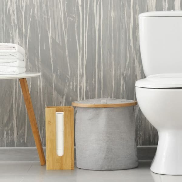 Relaxdays Frittstående toalettpapirholder, for 3 ruller, Oppbevaring av toalettpapir, bambus, 33x15x15 cm, natur