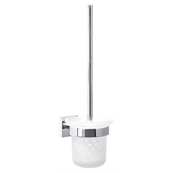 tesa® Ekkro Väggmonterad toalettborstsats, blank finish Kromad metall, Montering utan borrning, 390mm x 116mm x 147mm