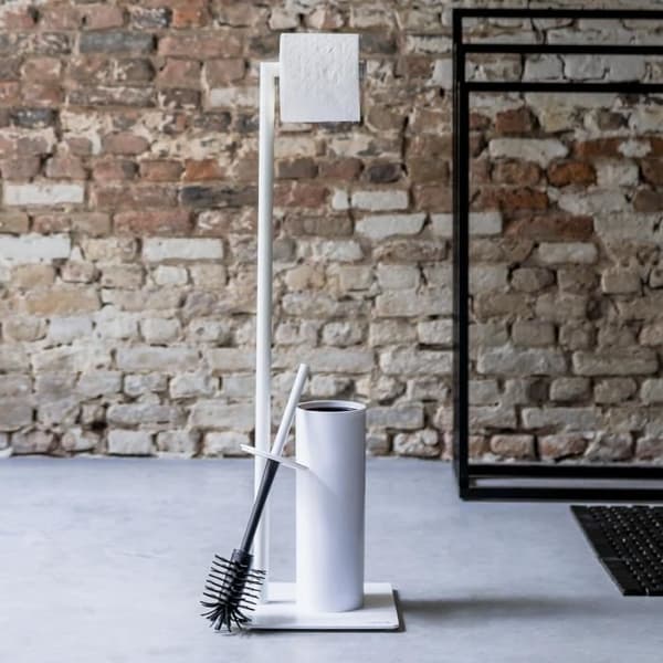 Sealskin Tube Toilet Caddy - Toalettrullehållare - Toalettborste med hållare - Fristående Vit