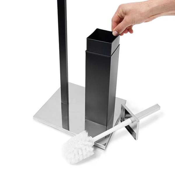 Ensemble stöd för toalettborste och papperhållare - Relaxdays - Inox - Svart - Dimensioner 73x21,5x27,5 cm - Elegant design