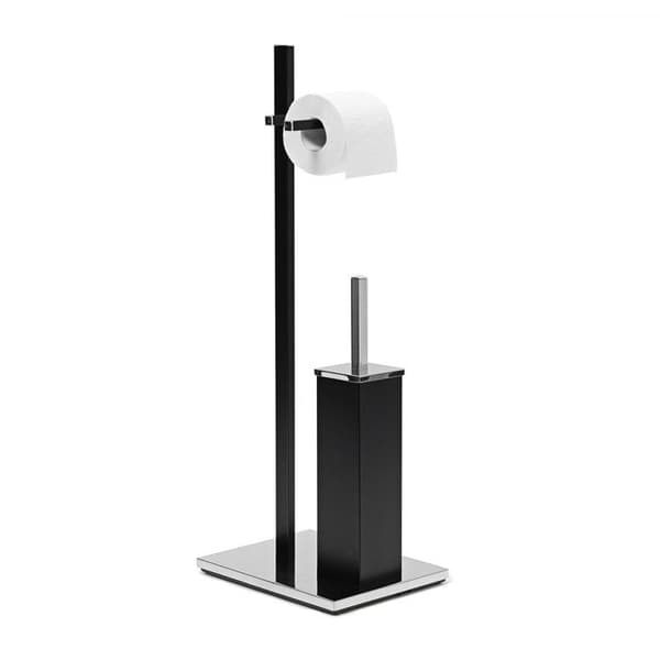 Ensemble stöd för toalettborste och papperhållare - Relaxdays - Inox - Svart - Dimensioner 73x21,5x27,5 cm - Elegant design