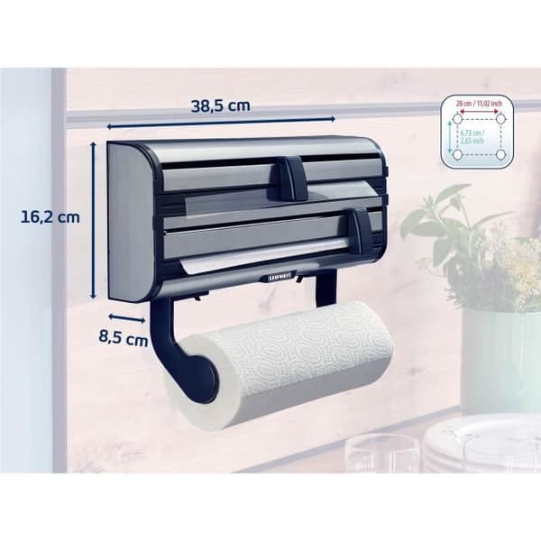 LEIFHEIT Handdukshållare aluminiumfolie Parat Royal 25793 Leifheit praktisk vägghållare 3 rullar med vassa blad