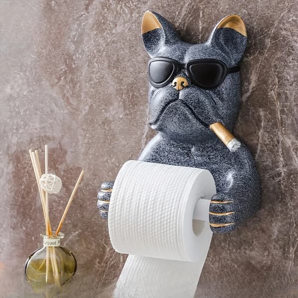 Hundetoiletpapirholder, Unik Harpiksdesign, Nem Vægmontering,grå