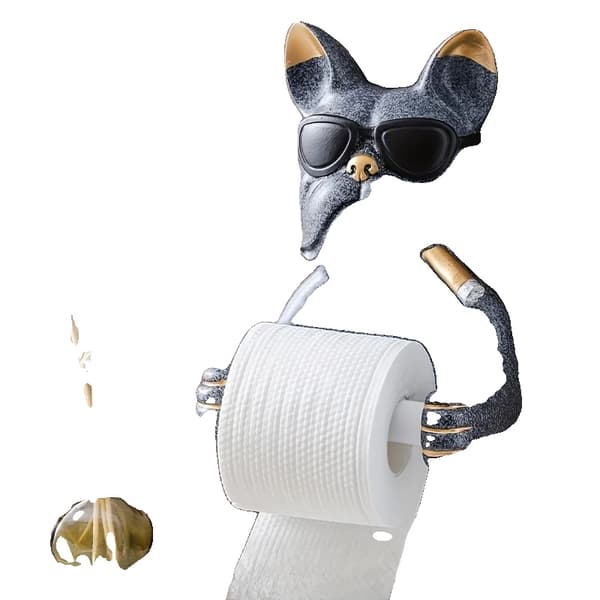 Hundetoiletpapirholder, Unik Harpiksdesign, Nem Vægmontering,grå