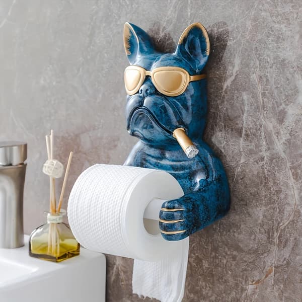 Hundetoiletpapirholder, Unik Harpiksdesign, Nem Vægmontering,Blå