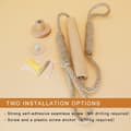 Miniatyrbild 4 av 8: Toalettrullehållare i Trä med Rem 2-Pack – Väggmonterad 2-i-1 Pappershållare & Handdukshängare 30x16cm