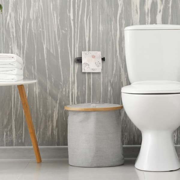 Relaxdays Toalettpapperhållare självhäftande, i rostfritt stål 430, väggmontering utan borrning, distributör, stöd, matt svart
