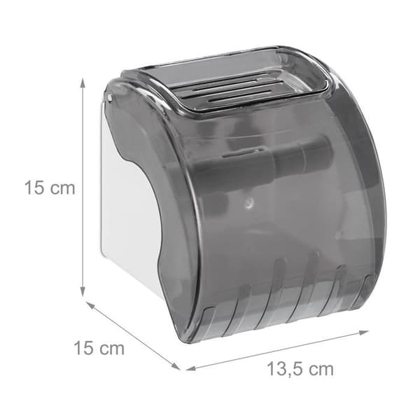 Relaxdays Toalettpapperhållare med förvaring och lock, stöd i plast HxLxP: 15 x 13,5 x 15 cm, grön-grå